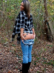 Nikki playing in the woods gets naked and wants you to come chase her
